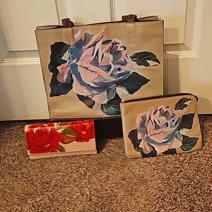 Patricia Nash Handbag w/Trifold Wallet and Wristlet